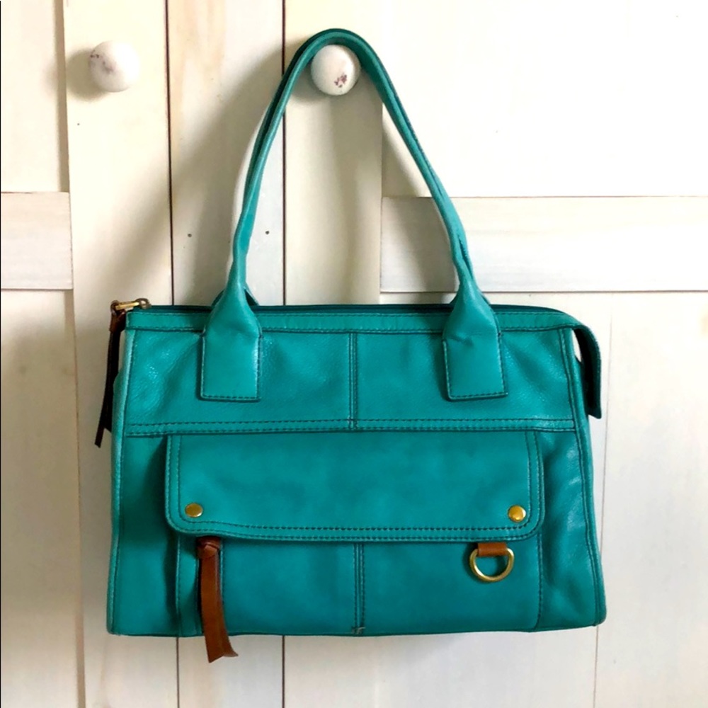 Green leather purse